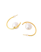 Jewels Nest Golden Halo Pearl Hoops | Grocsy