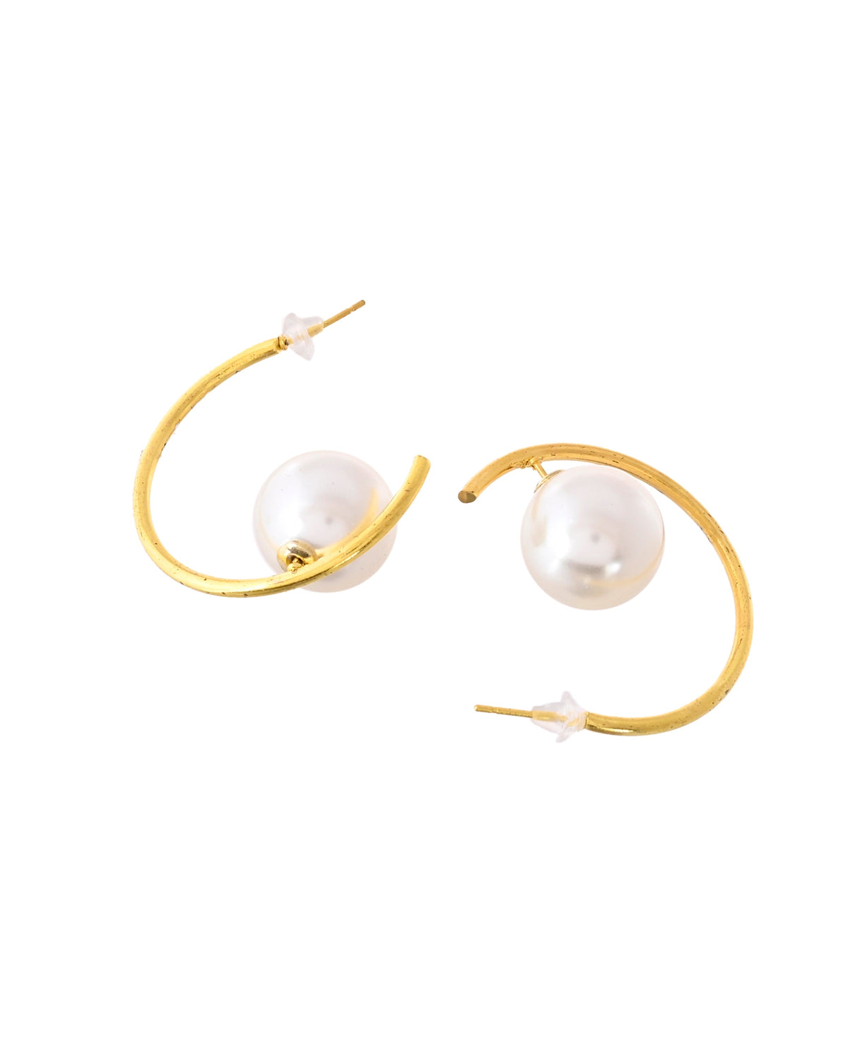 Jewels Nest Golden Halo Pearl Hoops | Grocsy