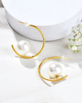 Jewels Nest Golden Halo Pearl Hoops | Grocsy