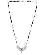 Jewels Nest Elegant Silver-Plated Mangal Sutra with Floral Crystal Pendant | Grocsy