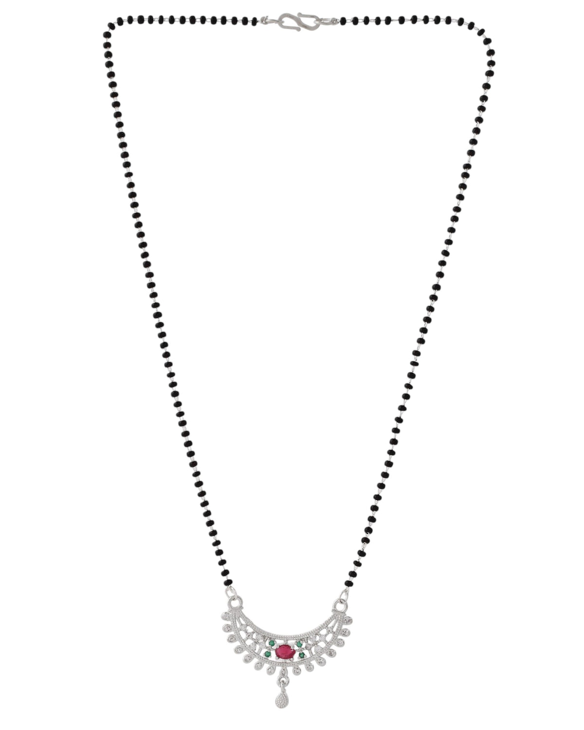 Jewels Nest Elegant Silver-Plated Mangal Sutra with Floral Crystal Pendant | Grocsy