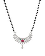 Jewels Nest Elegant Silver-Plated Mangal Sutra with Floral Crystal Pendant | Grocsy