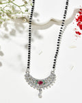 Jewels Nest Elegant Silver-Plated Mangal Sutra with Floral Crystal Pendant | Grocsy
