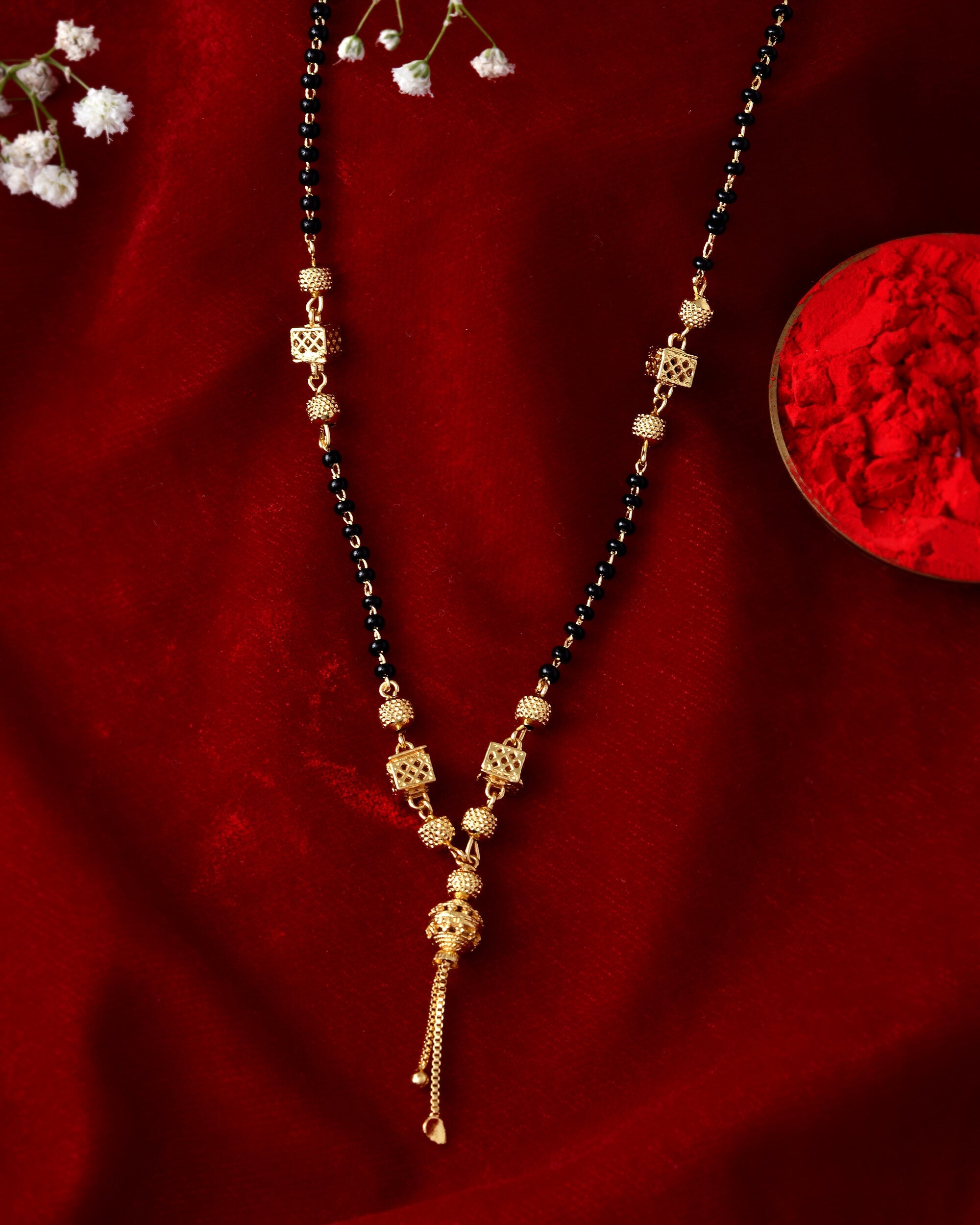 Jewels Nest Traditional Gold-Polished Double-Strand Mangal Sutra | Grocsy