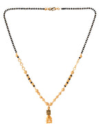 Jewels Nest Graceful Gold-Polished Black Bead Mangal Sutra with Intricate Pendant | Grocsy