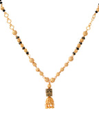 Jewels Nest Graceful Gold-Polished Black Bead Mangal Sutra with Intricate Pendant | Grocsy