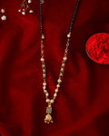 Jewels Nest Graceful Gold-Polished Black Bead Mangal Sutra with Intricate Pendant | Grocsy