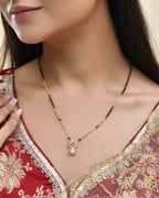 Jewels Nest Elegant Floral Pendant Gold-Polished Mangal Sutra | Grocsy