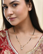 Jewels Nest Elegant Floral Pendant Gold-Polished Mangal Sutra | Grocsy