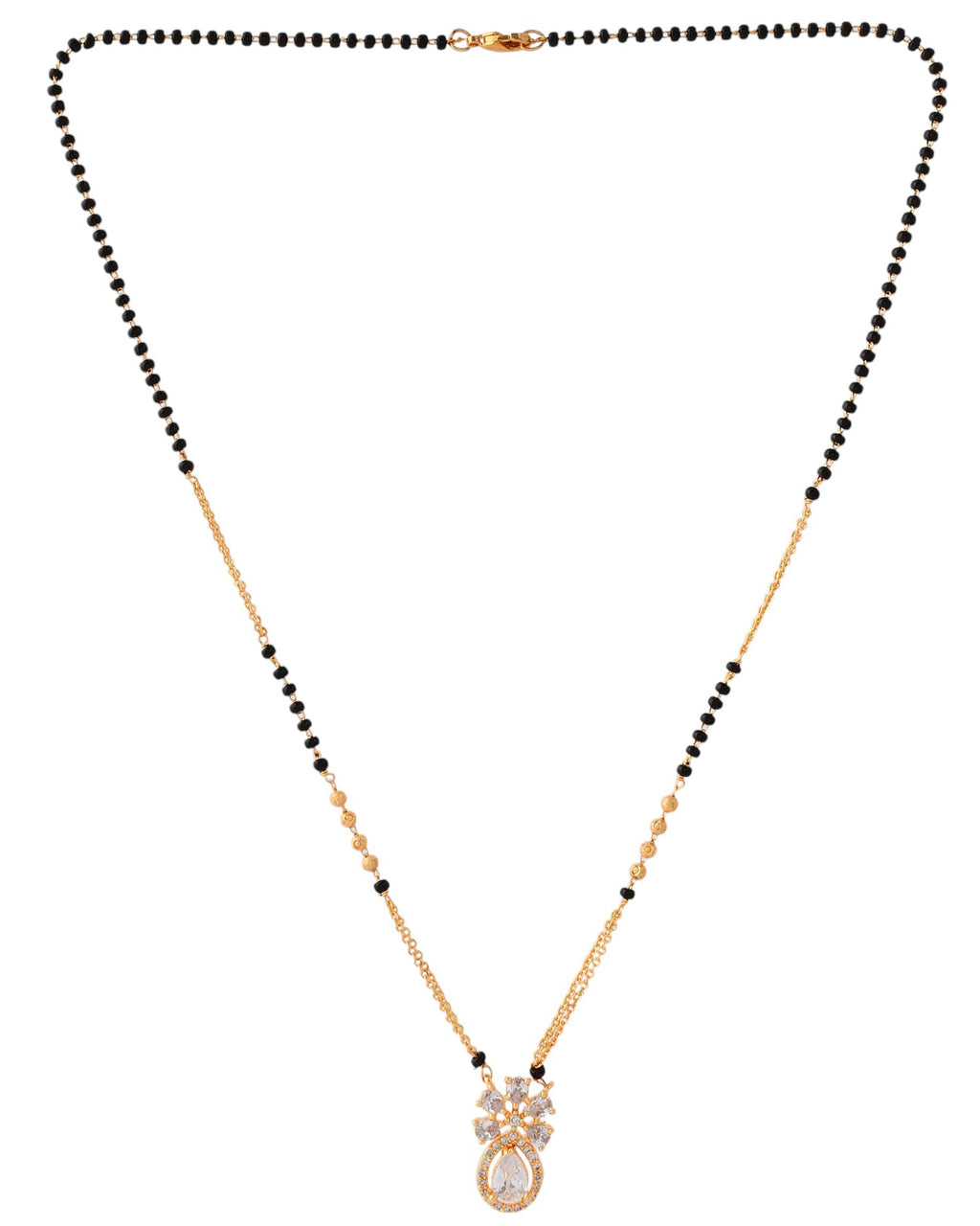 Jewels Nest Elegant Floral Pendant Gold-Polished Mangal Sutra | Grocsy