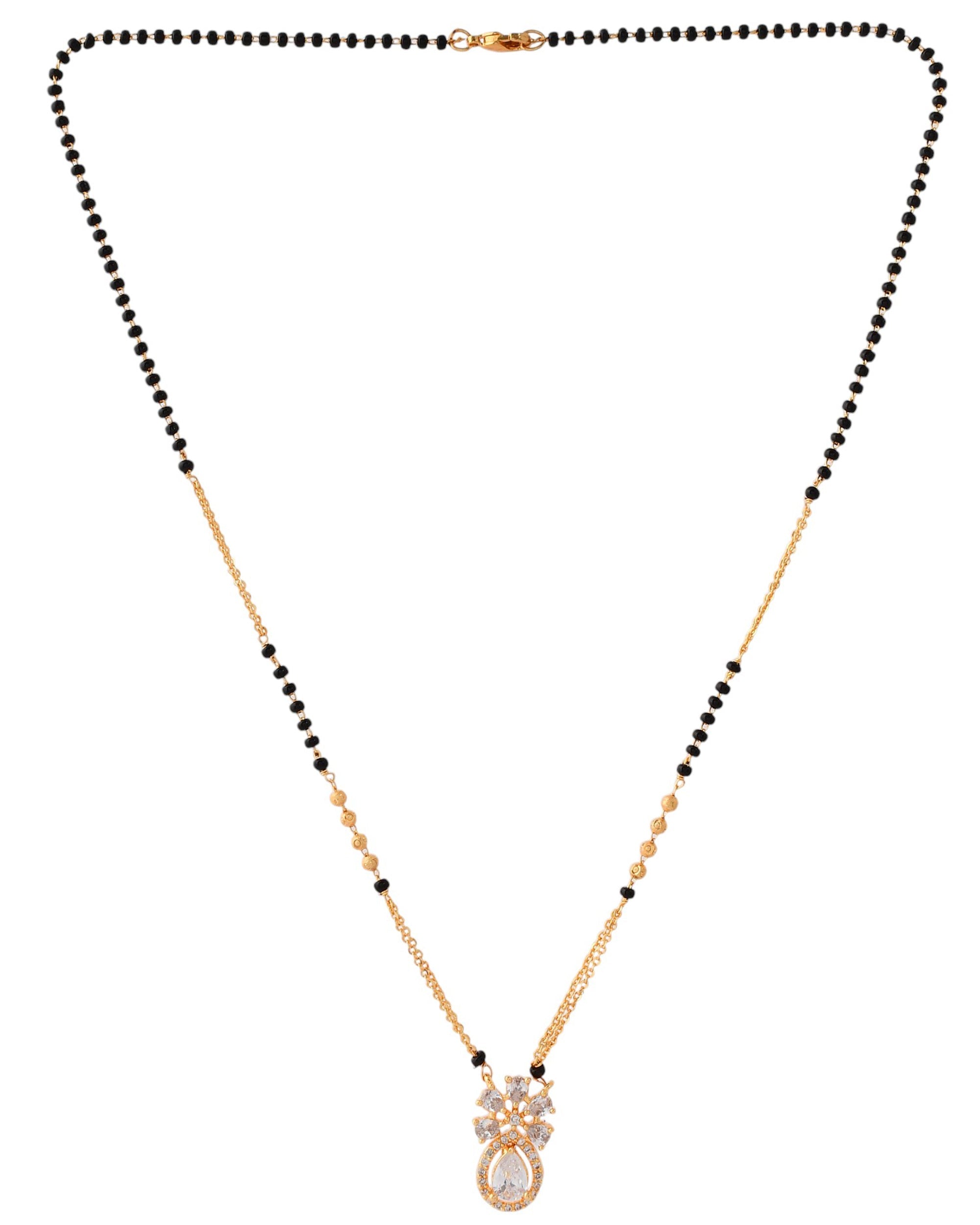 Jewels Nest Elegant Floral Pendant Gold-Polished Mangal Sutra | Grocsy