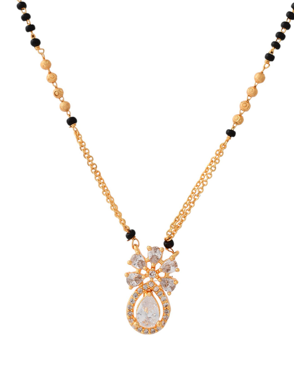 Jewels Nest Elegant Floral Pendant Gold-Polished Mangal Sutra | Grocsy