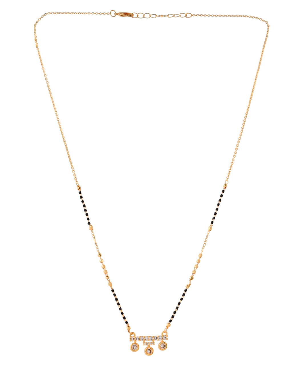 Jewels Nest Sleek Crystal Drop Gold-Polished Mangal Sutra | Grocsy