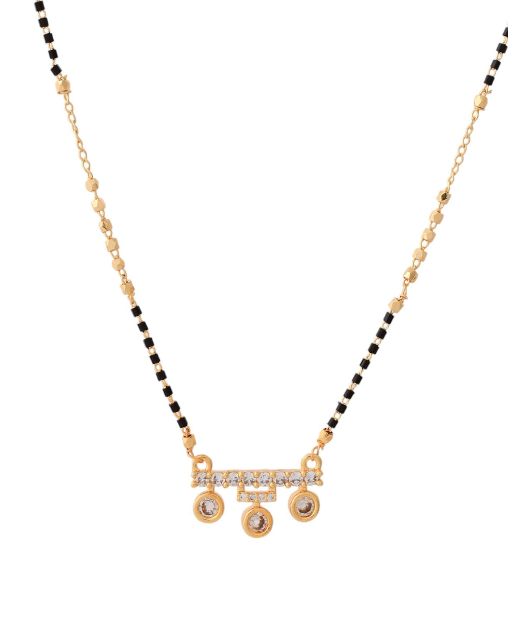 Jewels Nest Sleek Crystal Drop Gold-Polished Mangal Sutra | Grocsy