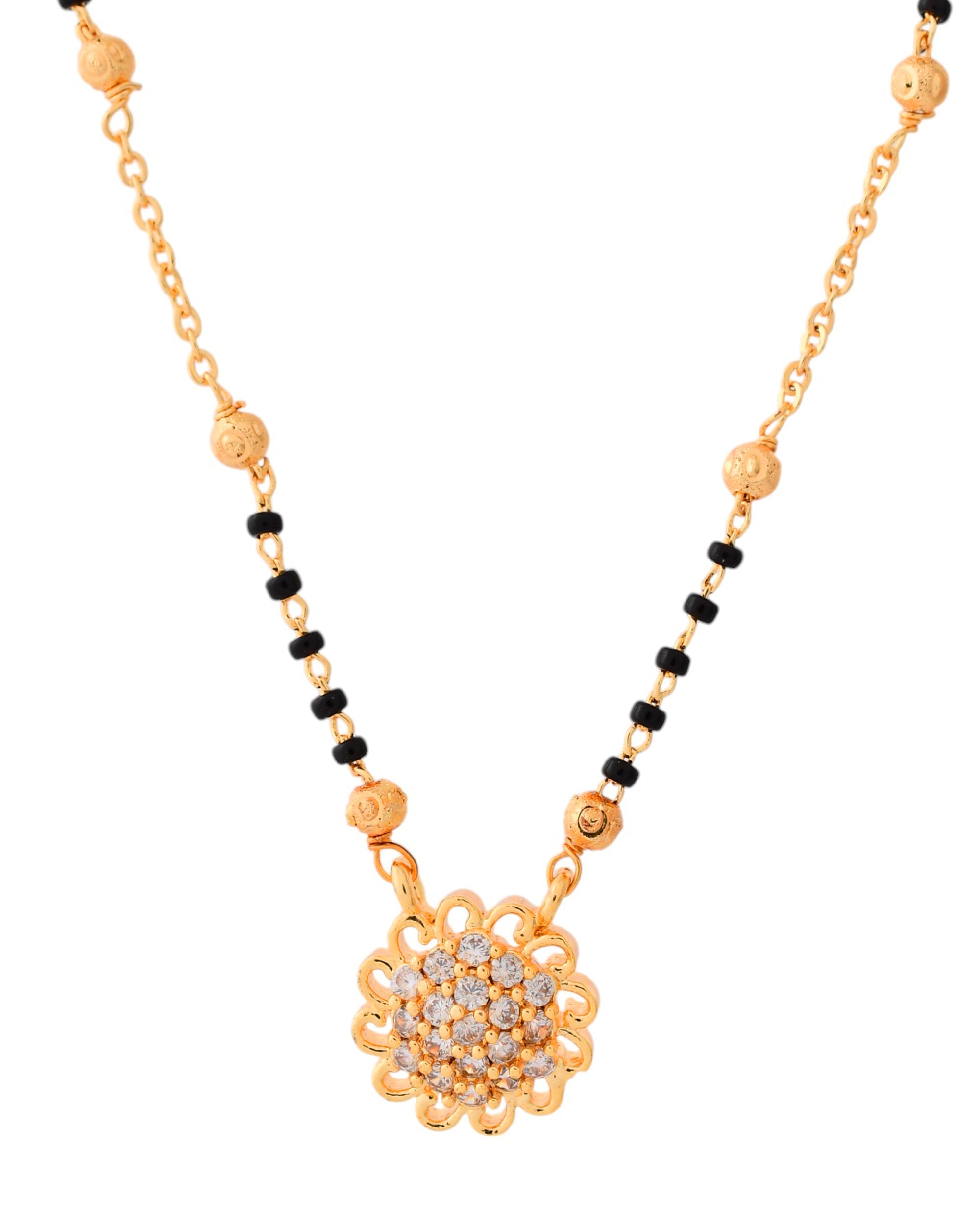 Jewels Nest Floral Bloom Gold-Polished Mangal Sutra | Grocsy