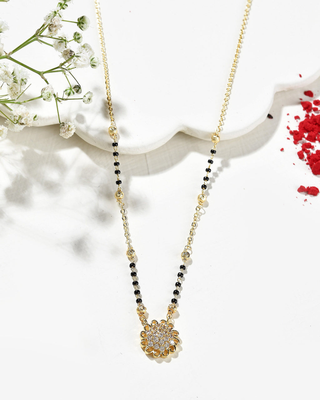 Jewels Nest Floral Bloom Gold-Polished Mangal Sutra | Grocsy