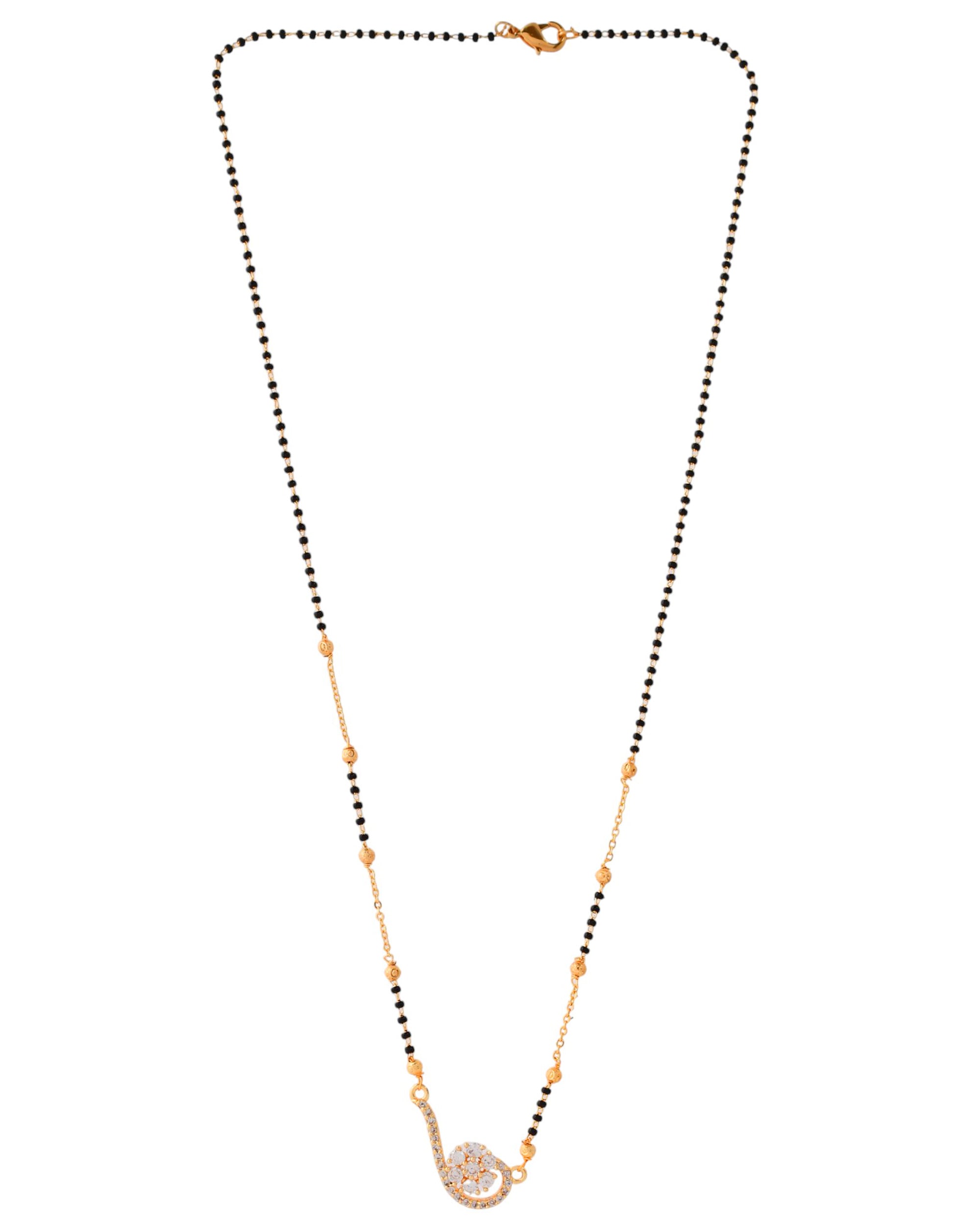 Jewels Nest Elegant Swirl Gold-Polished Mangal Sutra | Grocsy