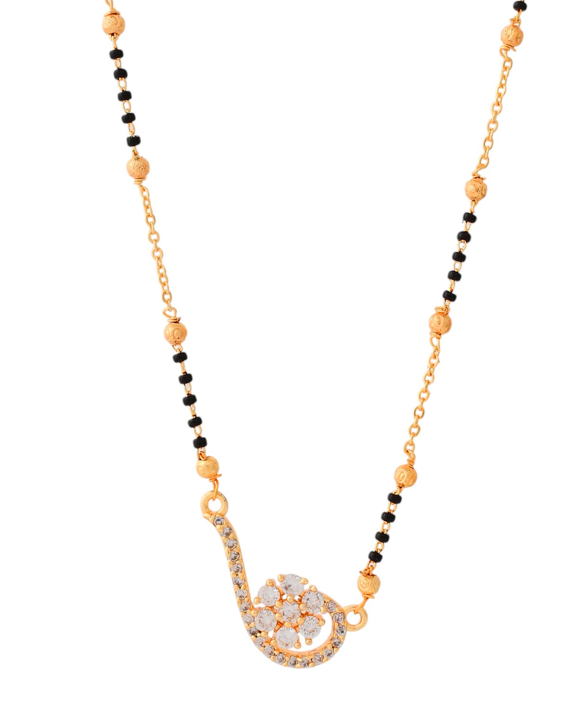 Jewels Nest Elegant Swirl Gold-Polished Mangal Sutra | Grocsy
