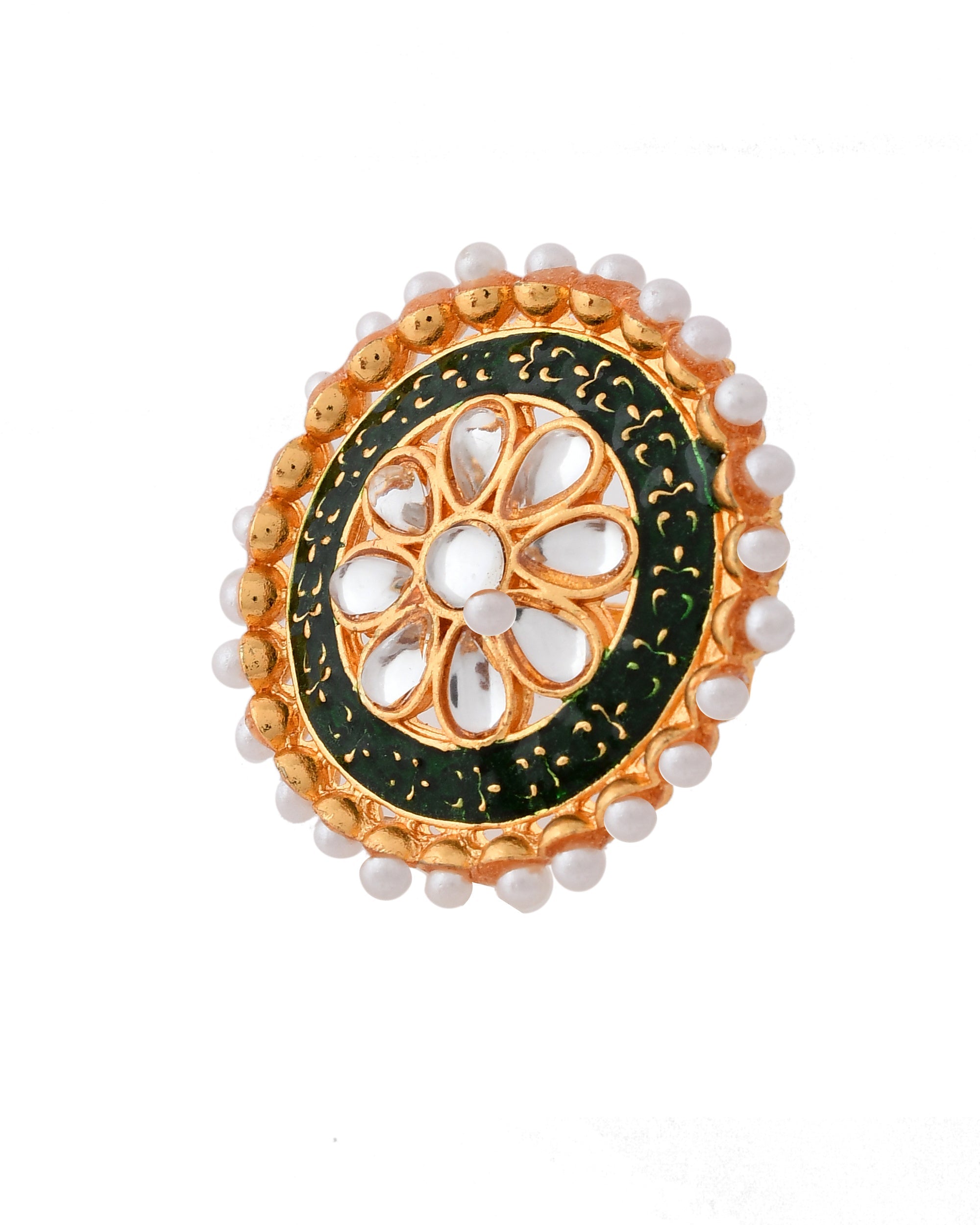 Jewels Nest Exquisite Kundan Meenakari Gold-Polished Rings | Grocsy