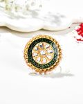 Jewels Nest Exquisite Kundan Meenakari Gold-Polished Rings | Grocsy