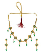 Jewels Nest Elegant Green Square Drop Necklace & Earrings Set | Grocsy