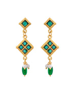 Jewels Nest Elegant Green Square Drop Necklace & Earrings Set | Grocsy