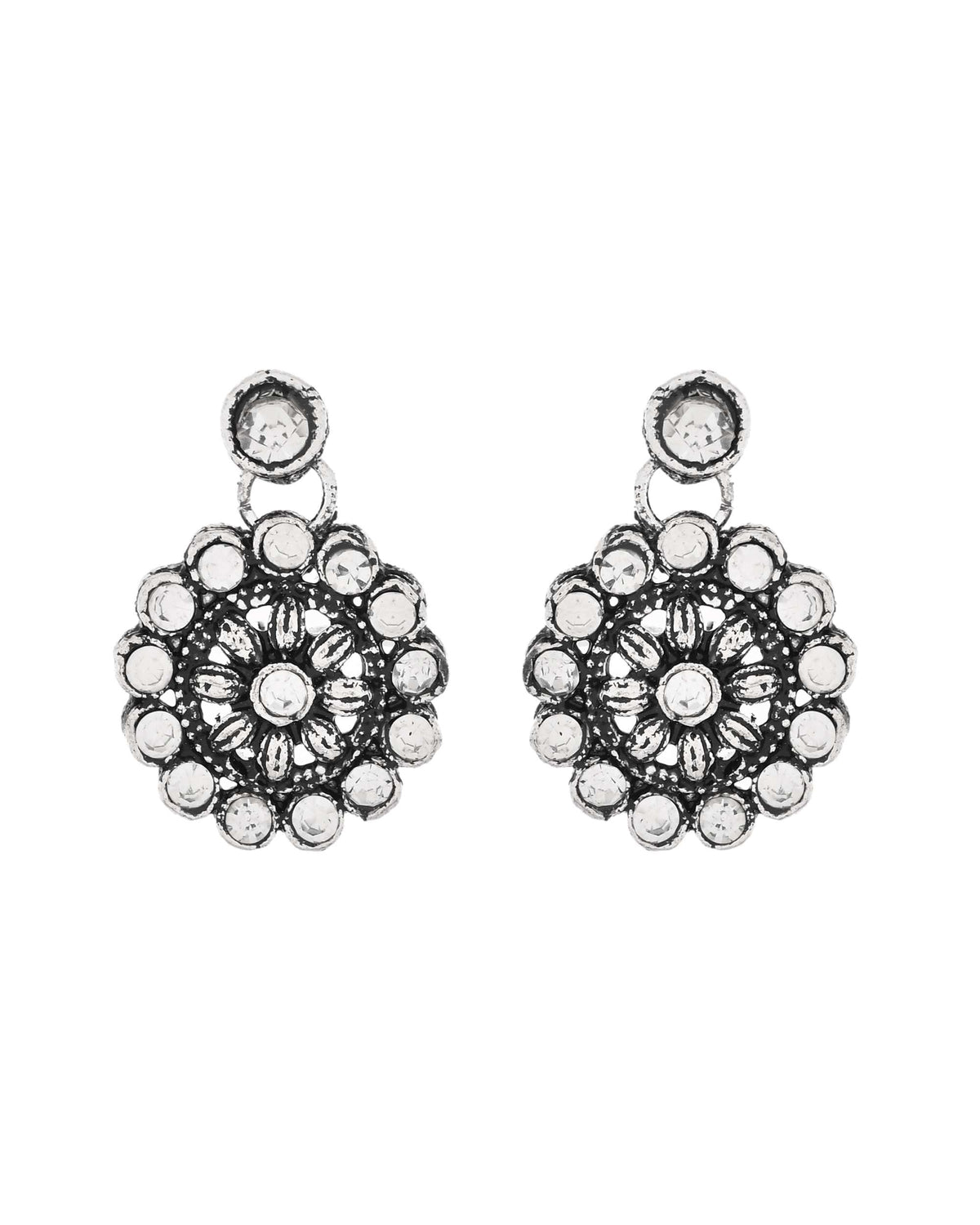 Jewels Nest Oxidised Silver Floral Necklace – Tribal Choker for Ethnic & Fusion Wear