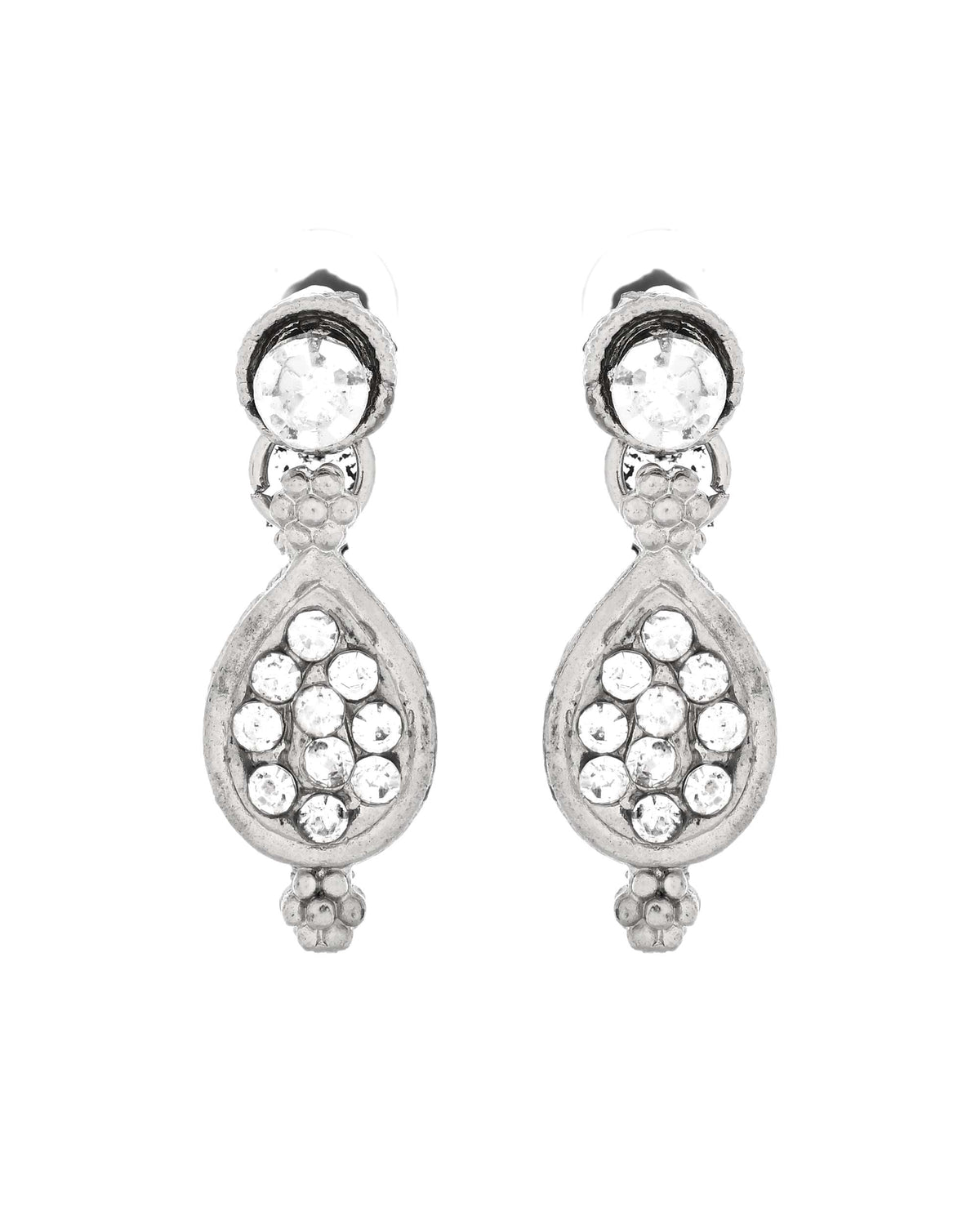 Jewels Nest Silver-Plated AD Studded Traditional Necklace Set for Women