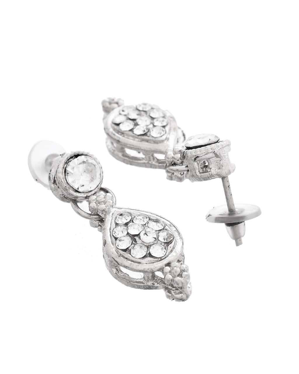 Jewels Nest Silver-Plated AD Studded Traditional Necklace Set for Women
