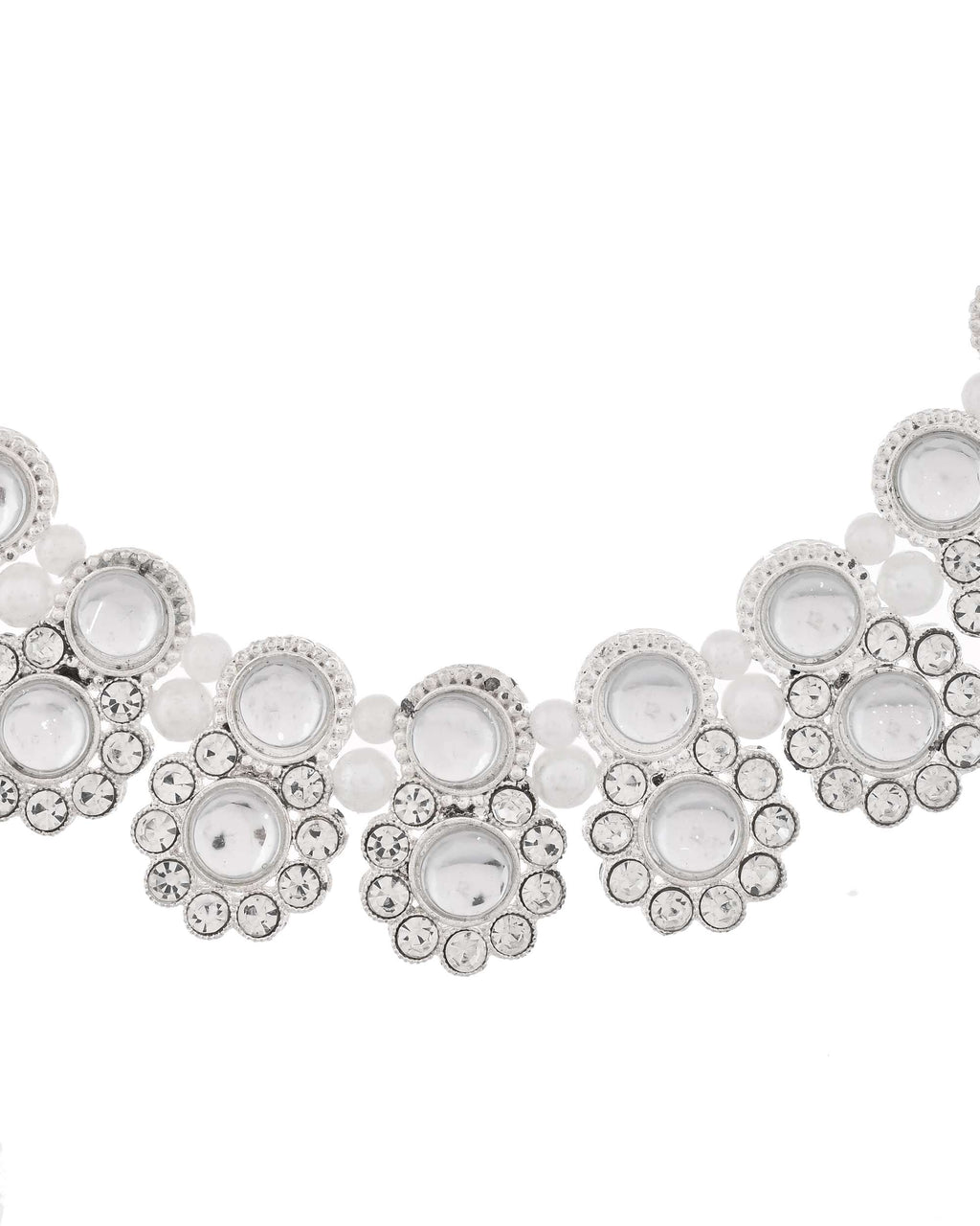 Jewels Nest Oxidized Silver Mirror Choker Necklace Set with Earrings – Boho Tribal Jewellery | Grocsy