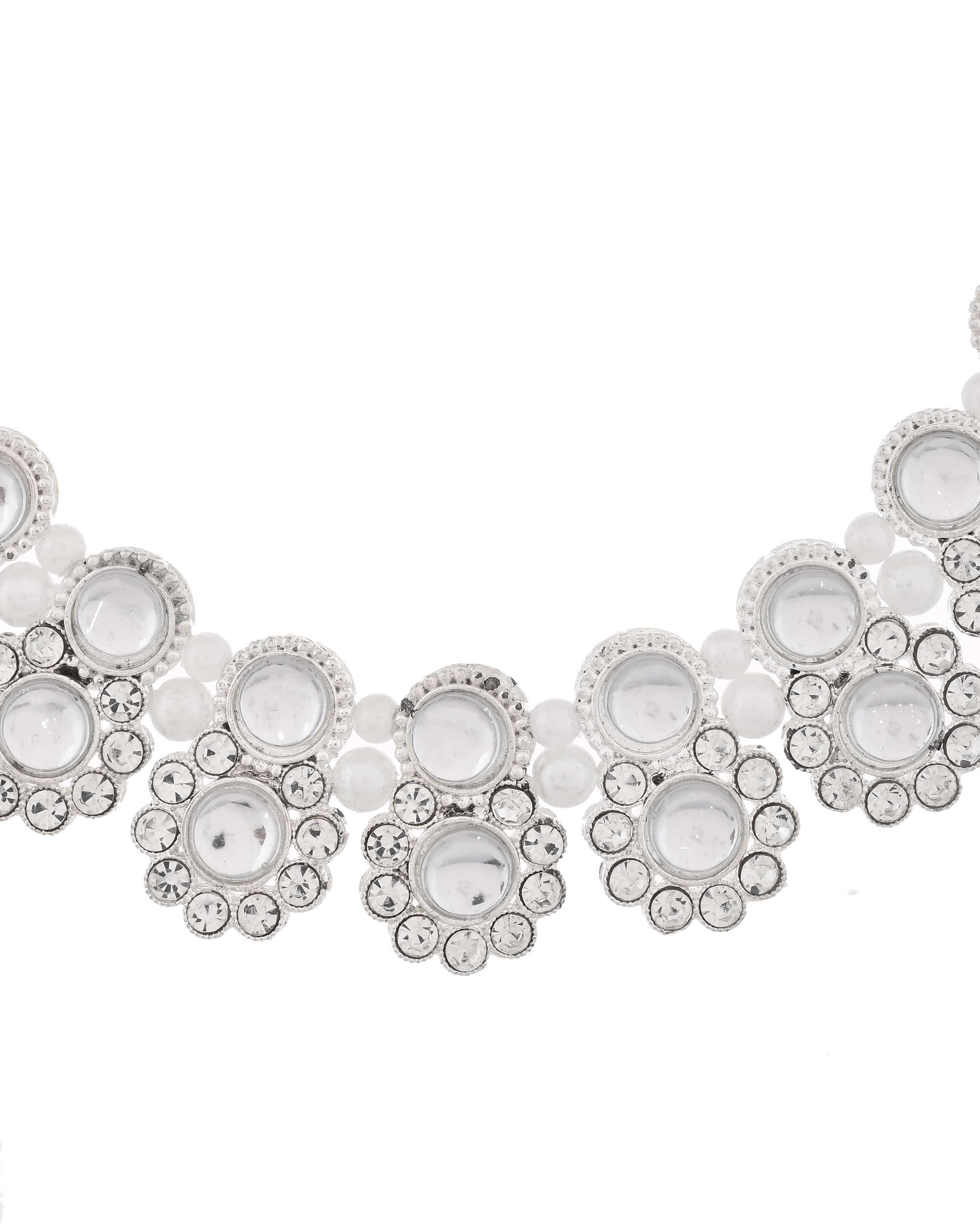 Jewels Nest Oxidized Silver Mirror Choker Necklace Set with Earrings – Boho Tribal Jewellery | Grocsy