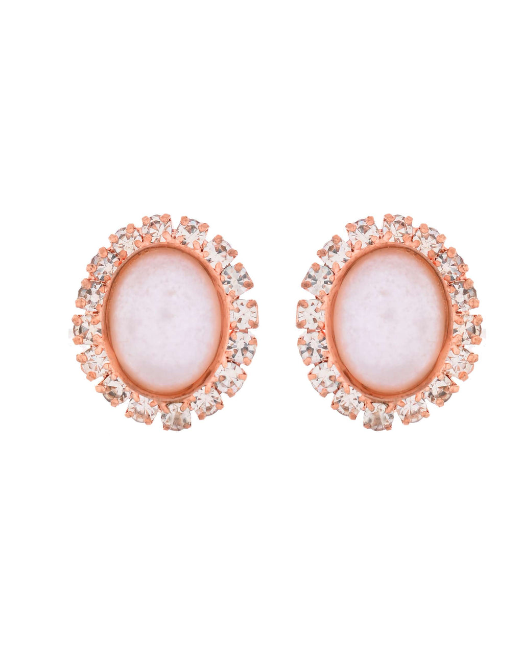 Jewels Nest Rose Gold-Plated Pearl & American Diamond-Studded Jewellery Set | Grocsy
