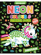 Dreamland Publications Dinosaur Neon Colour and Sticker Dots Book Over 500 Stickers For Kids | Grocsy