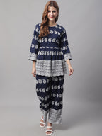 Jainish Women's Embroidered and Sequin work Co-ords - Navy Blue | Grocsy