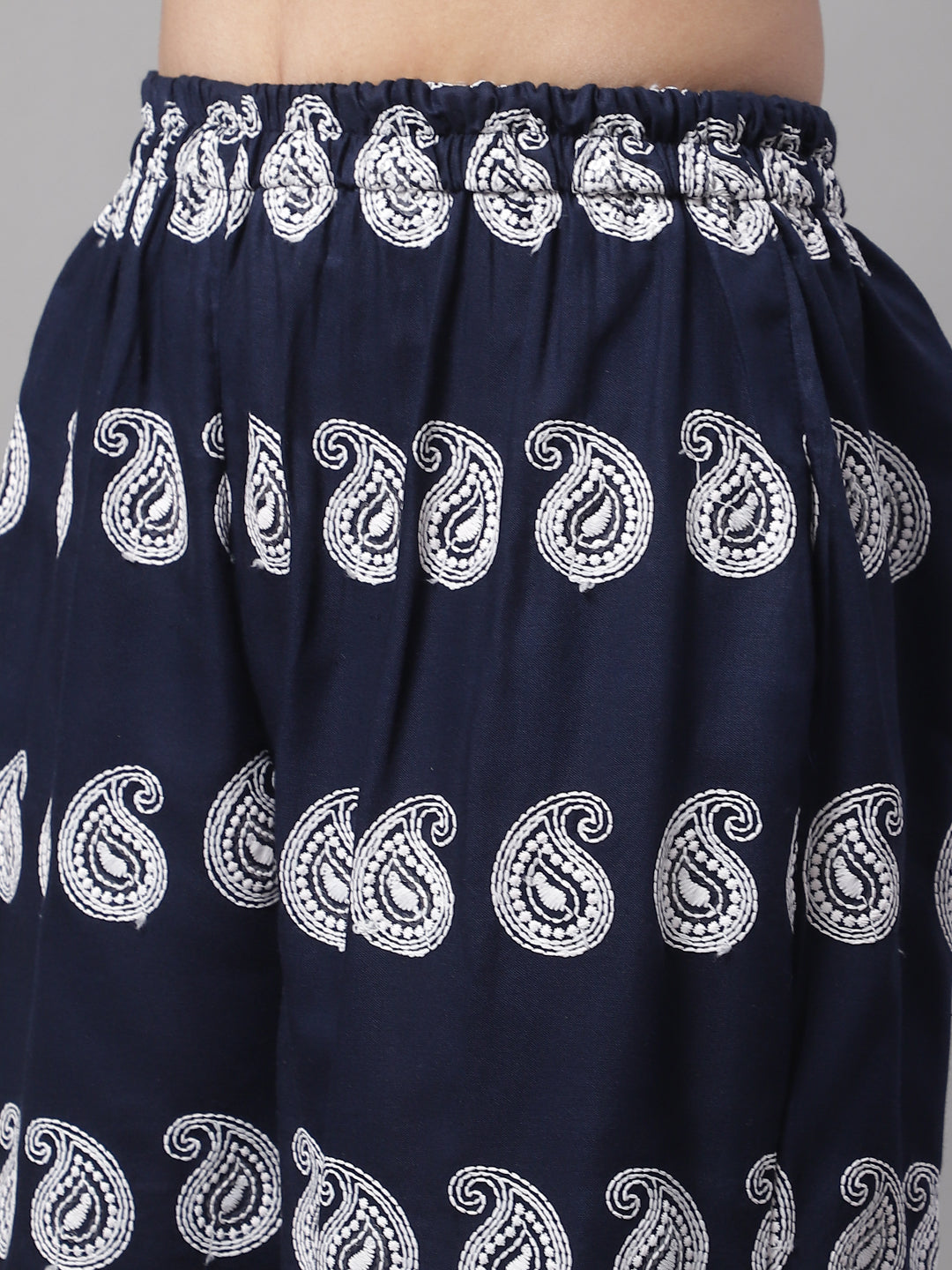 Jainish Women's Embroidered and Sequin work Co-ords - Navy Blue | Grocsy