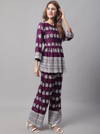 Jainish Women's Embroidered and Sequin work Co-ords - Purple | Grocsy
