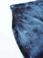 Jainish Women's Navy Blue Tie Dye Printed Rayon Kaftan Tunic With Trousers | Grocsy