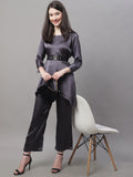 Jainish Women's stylish Co-ords with belt - JCharcoal | Grocsy