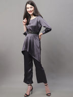Jainish Women's stylish Co-ords with belt - JCharcoal | Grocsy