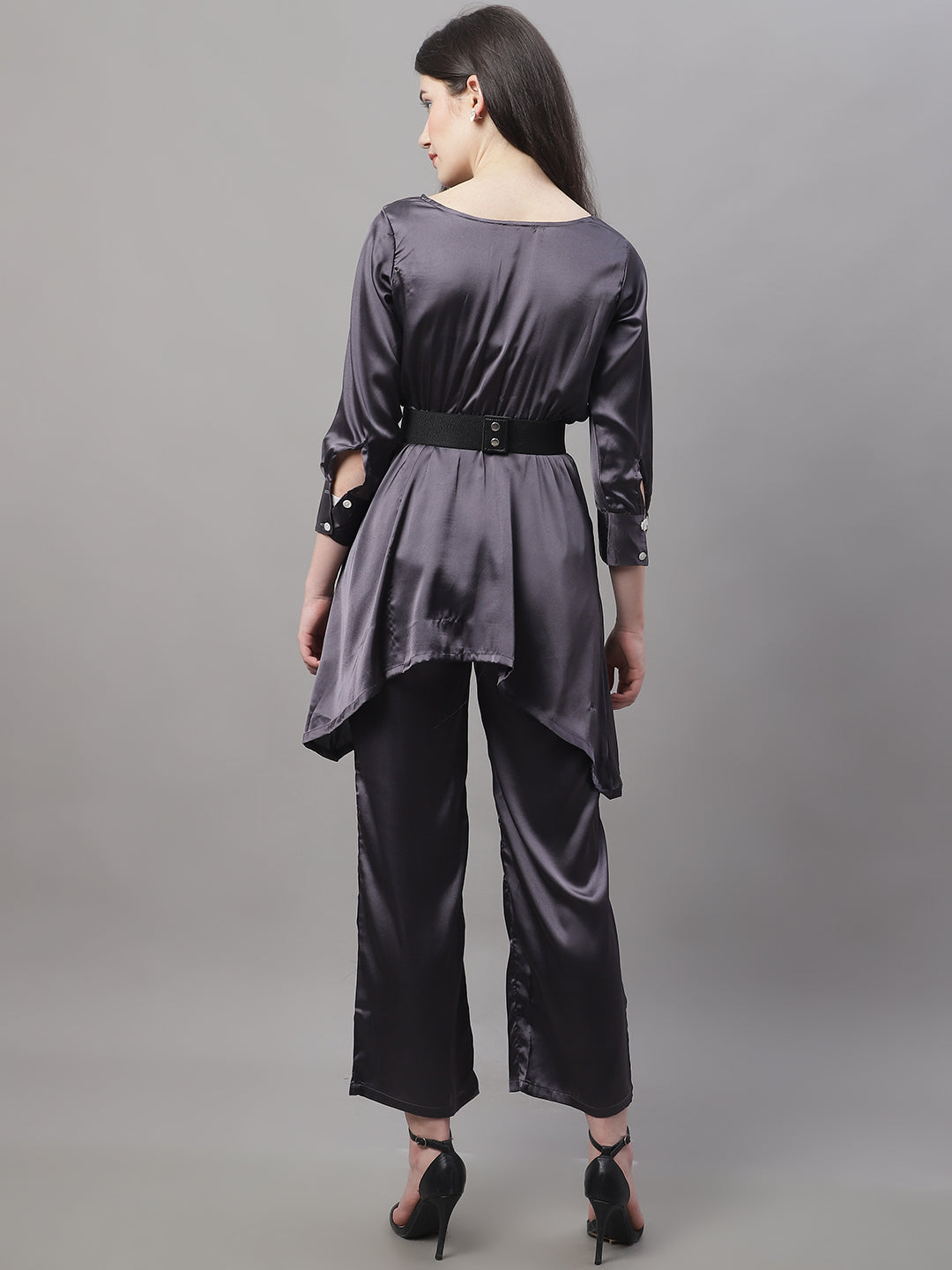 Jainish Women's stylish Co-ords with belt - JCharcoal | Grocsy