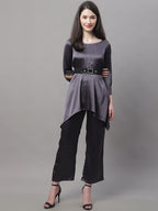 Jainish Women's stylish Co-ords with belt - JCharcoal | Grocsy