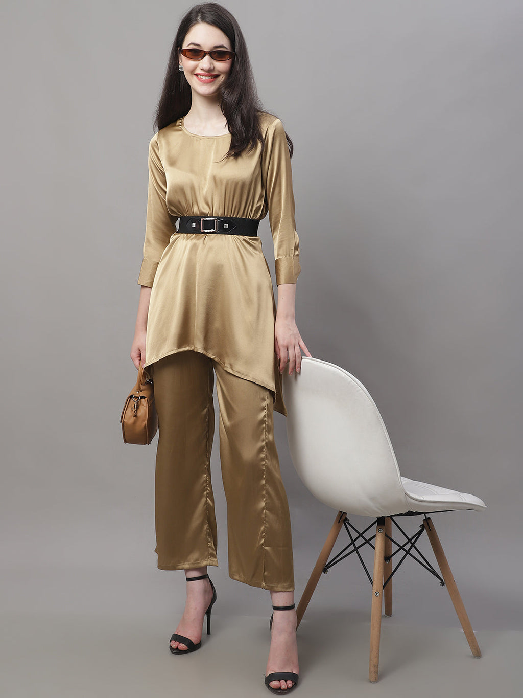 Jainish Women's stylish Co-ords with belt - JGolden | Grocsy