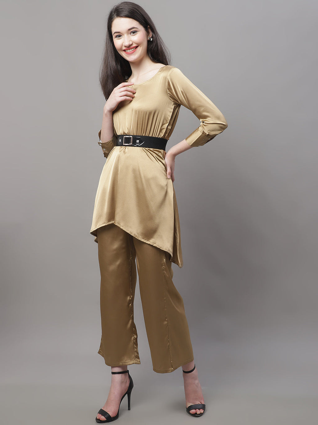 Jainish Women's stylish Co-ords with belt - JGolden | Grocsy