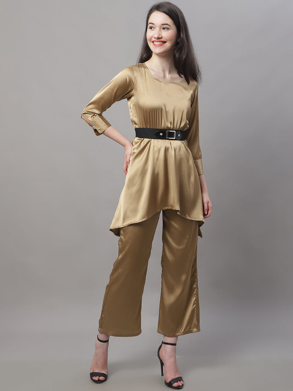 Jainish Women's stylish Co-ords with belt - JGolden | Grocsy