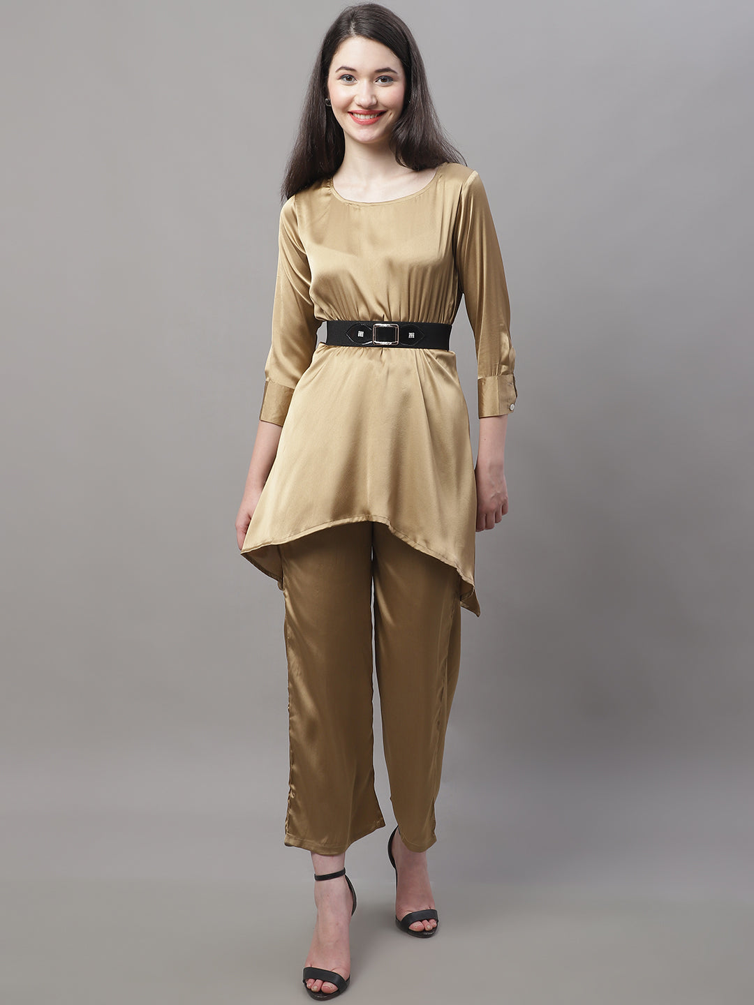 Jainish Women's stylish Co-ords with belt - JGolden | Grocsy