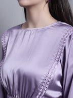 Jainish Women's WoEmbroidered A-line Top and Trouser With Belt - Purple | Grocsy