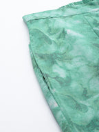 Jainish Women's Green Printed Crop Top With Palazzos | Grocsy