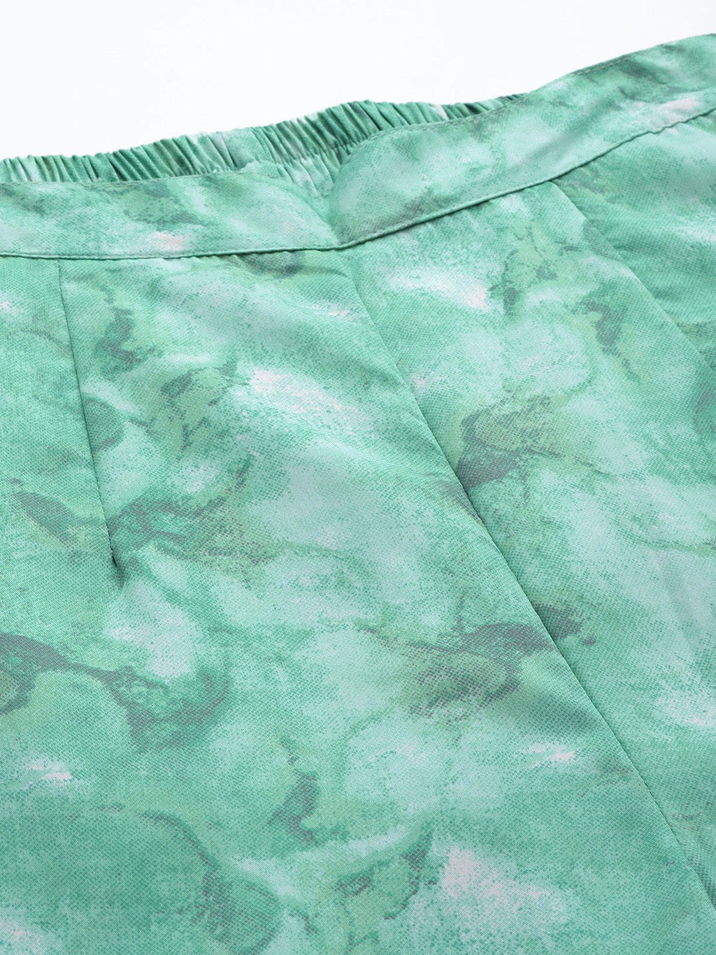 Jainish Women's Green Printed Crop Top With Palazzos | Grocsy