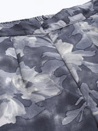 Jainish Women's Grey Printed Crop Top With Palazzos | Grocsy