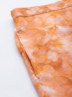 Jainish Women's Orange Printed Crop Top With Palazzos | Grocsy